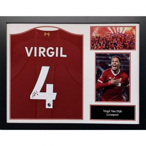 Liverpool FC Van Dijk Signed Shirt (Framed)