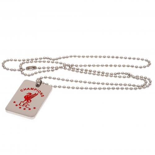 Liverpool FC Champions Of Europe Colour Crest Dog Tag &amp; Chain