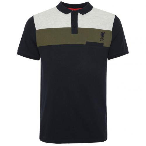 Liverpool FC Colour Block Polo Mens Navy XXL