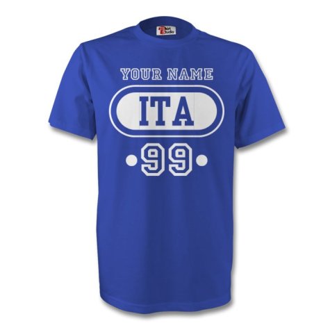 Italy Ita T-shirt (blue) + Your Name (kids)