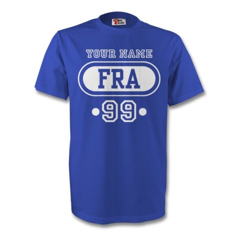 France Fra T-shirt (blue) + Your Name (kids)