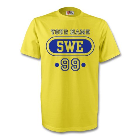 Sweden Swe T-shirt (yellow) + Your Name