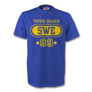 Sweden Swe T-shirt (blue) + Your Name