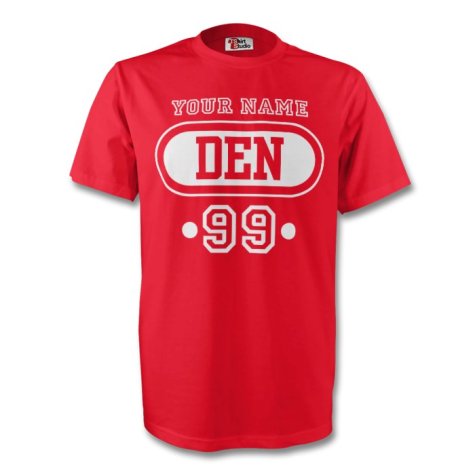 Denmark Den T-shirt (red) + Your Name (kids)