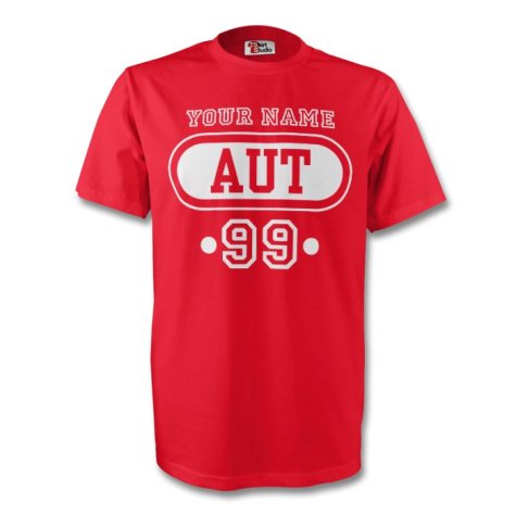 Austria Aut T-shirt (red) + Your Name