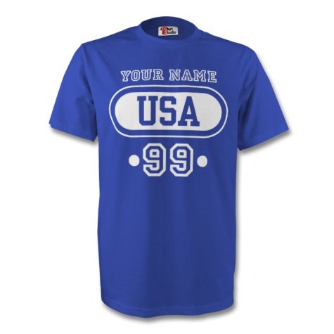 United States Usa T-shirt (blue) + Your Name (kids)