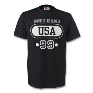 United States Usa T-shirt (black) + Your Name