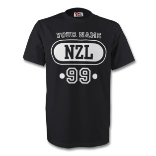 New Zealand Nzl T-shirt (black) + Your Name