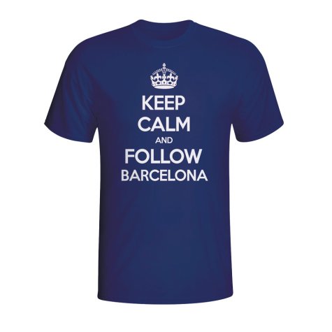 Keep Calm And Follow Barcelona T-shirt (navy) - Kids