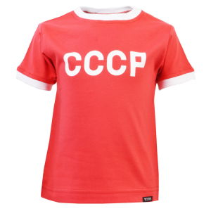 Kids Soviet Union CCCP 12th Man T-Shirt - Red/White Ringer