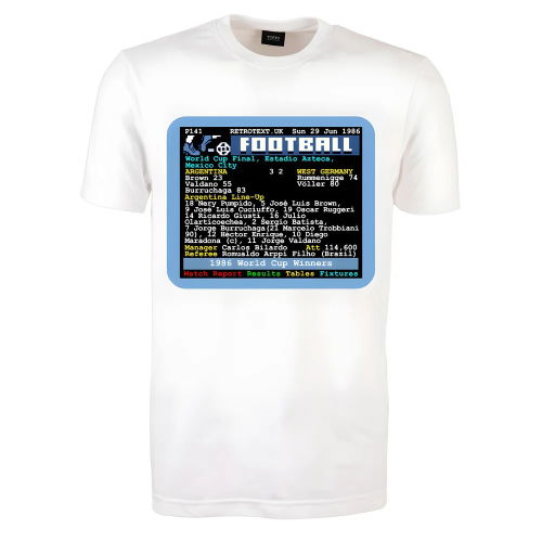 1986 World Cup Final Argentina v West Germany Retrotext T-Shirt