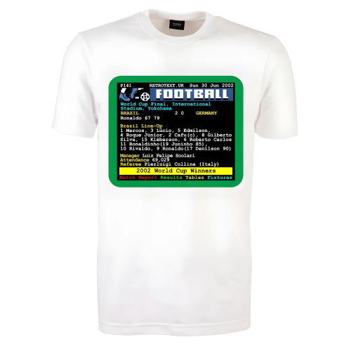 2002 World Cup Final Brazil v Germany Retrotext T-Shirt