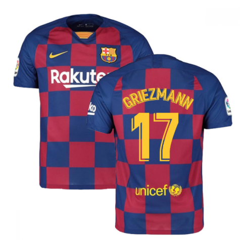 2019-2020 Barcelona Home Nike Football Shirt (Griezmann 17)