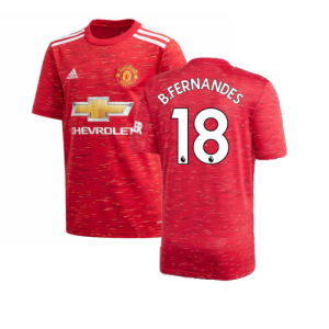 2020-2021 Man Utd Adidas Home Football Shirt (Kids) (B.FERNANDES 18)