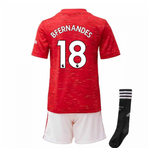 2020-2021 Man Utd Adidas Home Little Boys Mini Kit (B FERNANDES 18)