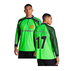 1998-1999 Manchester United Retro Goalkeeper Jersey (Green) (Van Der Gouw 17)
