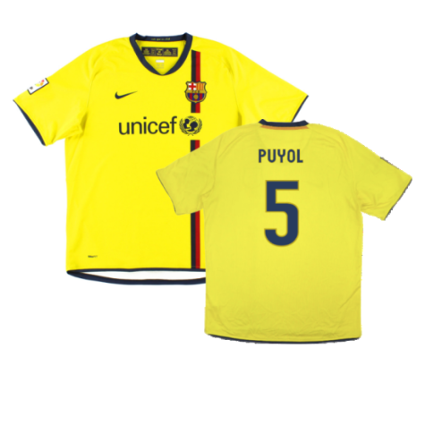 2008-2009 Barcelona Away Shirt (Kids) (Puyol 5)