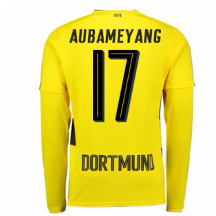 2017-18 Borussia Dortmund Long Sleeve Home Shirt (Aubameyang 17)