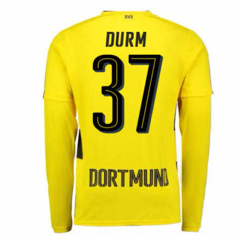 2017-18 Borussia Dortmund Long Sleeve Home Shirt (Durm 37)