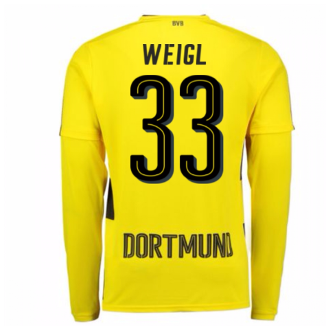 2017-18 Borussia Dortmund Long Sleeve Home Shirt (Weigl 33)