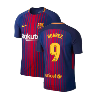 2017-2018 Barcelona Home Match Vapor Shirt (Suarez 9)
