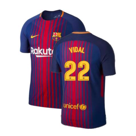 2017-2018 Barcelona Home Match Vapor Shirt (Vidal 22)