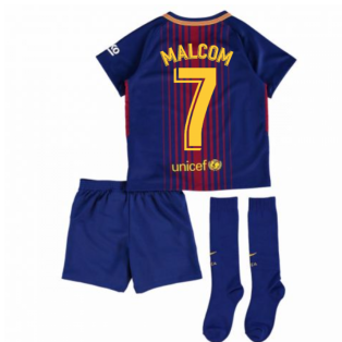 2017-2018 Barcelona Home Nike Little Boys Mini Kit (With Sponsor) (Malcom 7)
