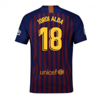 2018-2019 Barcelona Home Nike Football Shirt (Jordi Alba 18)