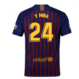 2018-2019 Barcelona Home Nike Football Shirt (Y Mina 24)