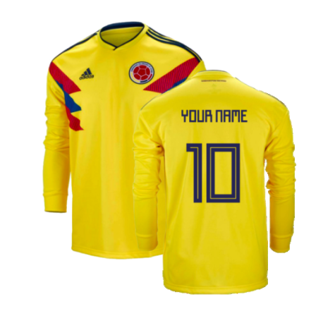 2018-2019 Colombia Long Sleeve Home Shirt (Your Name)