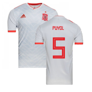 2018-2019 Spain Away Adidas Football Shirt (Puyol 5) - Kids