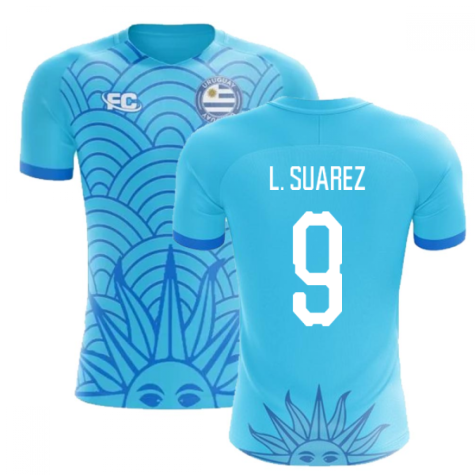 2018-2019 Uruguay Fans Culture Concept Home Shirt (L. Suarez 9) - Kids (Long Sleeve)