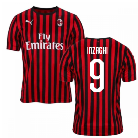 2019-2020 AC Milan Puma Authentic Home Football Shirt (INZAGHI 9)