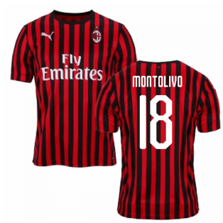 2019-2020 AC Milan Puma Authentic Home Football Shirt (MONTOLIVO 18)