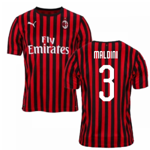 2019-2020 AC Milan Puma Home Football Shirt (MALDINI 3)