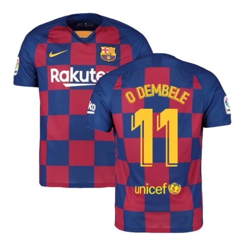 2019-2020 Barcelona Home Nike Football Shirt (O DEMBELE 11)