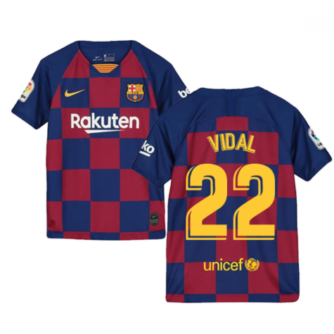 2019-2020 Barcelona Home Nike Shirt (Kids) (VIDAL 22)