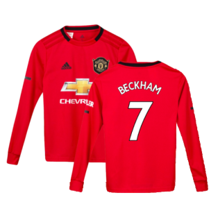 2019-2020 Man Utd Long Sleeve Home Shirt (Kids) (BECKHAM 7)
