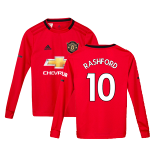 2019-2020 Man Utd Long Sleeve Home Shirt (Kids) (Rashford 10)