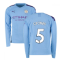 2019-2020 Manchester City Puma Home Long Sleeve Shirt (STONES 5)