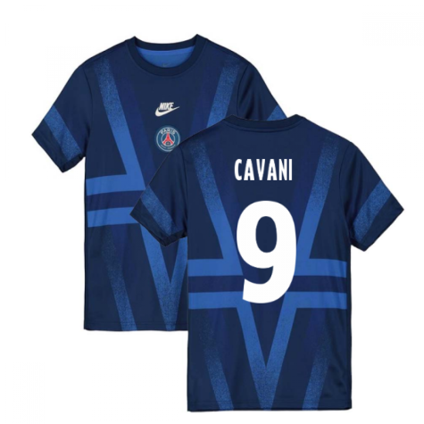 2019-2020 PSG Nike Pre-Match Training Shirt (Blue) (CAVANI 9)