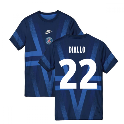 2019-2020 PSG Nike Pre-Match Training Shirt (Blue) (Diallo 22)