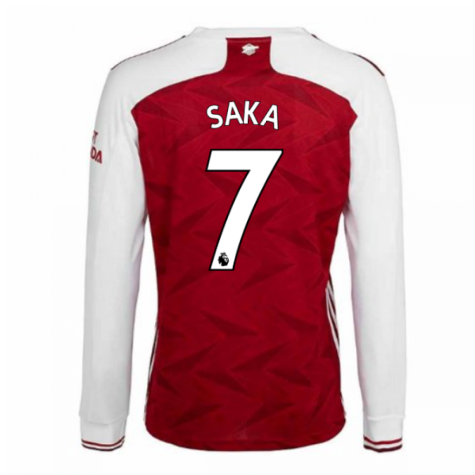 2020-2021 Arsenal Adidas Home Long Sleeve Shirt (SAKA 7)