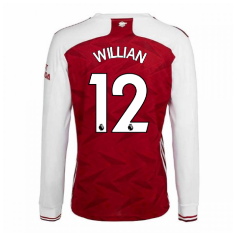 2020-2021 Arsenal Adidas Home Long Sleeve Shirt (WILLIAN 12)