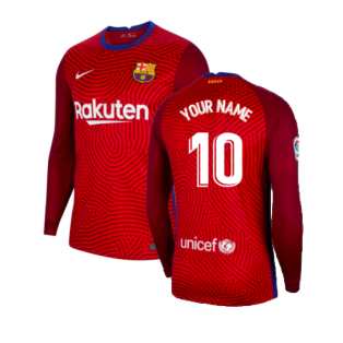 2020-2021 Barcelona Away Goalkeeper Shirt (Red) - Kids (Your Name)