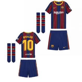 2020-2021 Barcelona Home Nike Little Boys Mini Kit (RIVALDO 10)