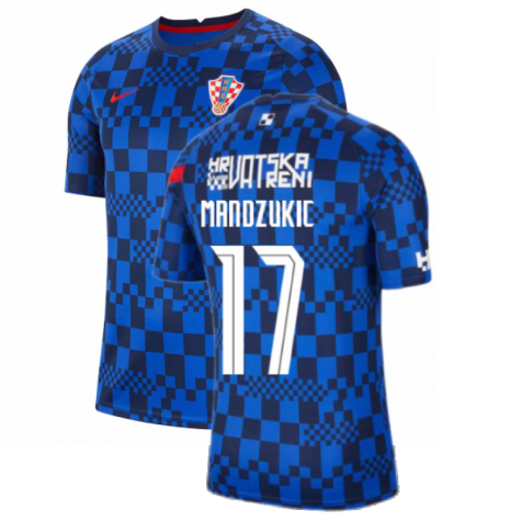 2020-2021 Croatia Pre-Match Training Shirt (Blue) - Kids (MANDZUKIC 17)