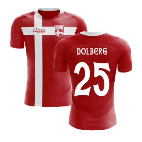 2023-2024 Denmark Flag Concept Football Shirt (Dolberg 25)