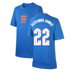 2020-2021 England Nike Evergreen Crest Tee (Blue) - Kids (Alexander Arnold 22)