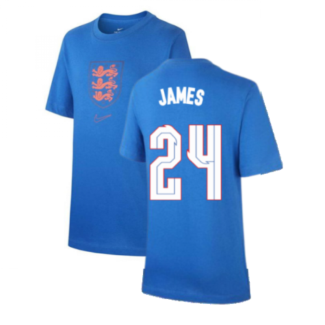2020-2021 England Nike Evergreen Crest Tee (Blue) - Kids (James 24)